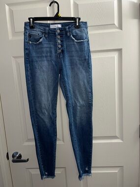 KanCan Skinny High-Rise Button-Fly Jeans - Medium Blue
